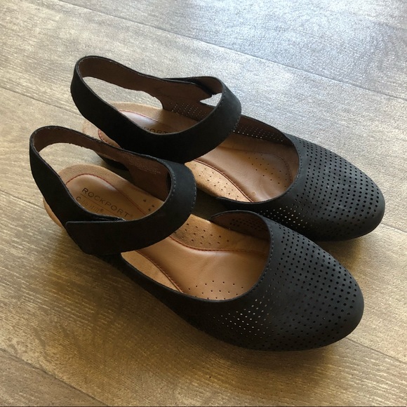 Rockport Leather Suede Wedges 9 - Picture 2 of 5